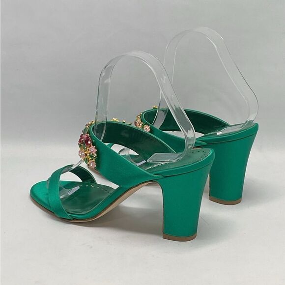 Manolo Blahnik 90MM Embellished Satin Mules size 39 - Picture 5 of 15